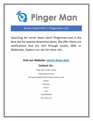 Server Down Alert | Pingerman.com