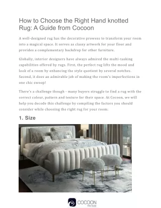 How to Choose the Right Hand knotted Rug: A Guide from Cocoon | Cocoon Fine Rugs