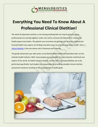 Everything You Need To Know About A Professional Clinical Dietitian