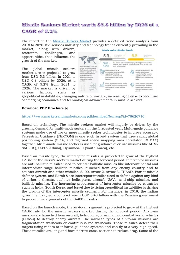 the report on the missile seekers market provides