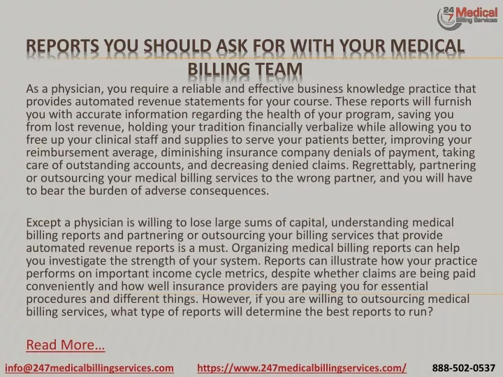 reports you should ask for with your medical billing team