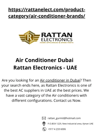Air Conditioner Dubai | Rattan Electronics