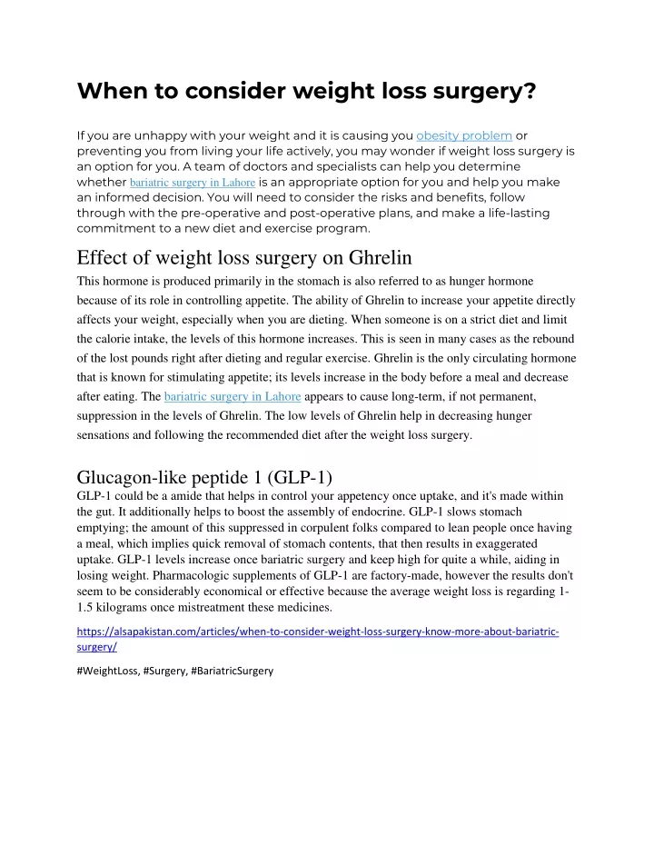 when to consider weight loss surgery