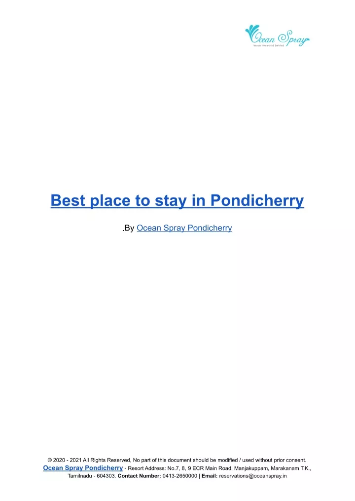 best place to stay in pondicherry