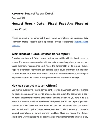 Huawei Repair Dubai