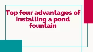 top four advantages of installing a pond fountain