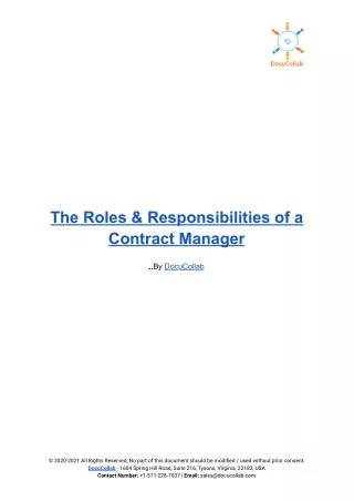 the roles responsibilities of a contract manager