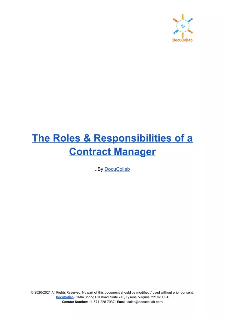 the roles responsibilities of a contract manager