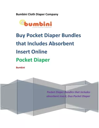 Buy Pocket Diaper Bundles that Includes Absorbent Insert Online