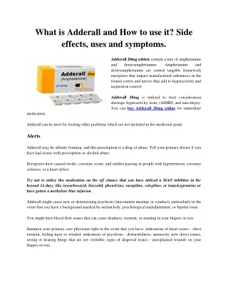 what is adderall and how to use it side effects