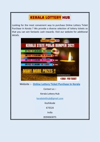 Online Lottery Ticket Purchase In Kerala | buykeralalotteryonline.in