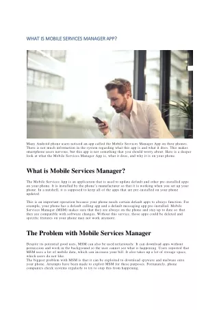 WHAT IS MOBILE SERVICES MANAGER APP