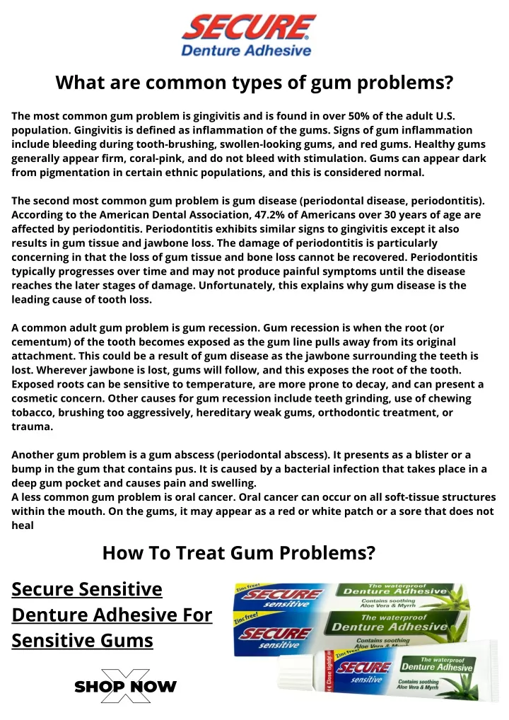 what are common types of gum problems
