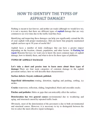 how to identify the types of asphalt damage