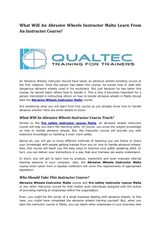 what will an abrasive wheels instructor malta