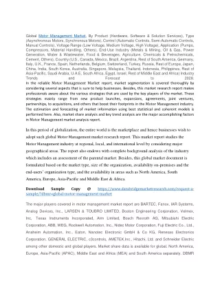 global motor management market by product