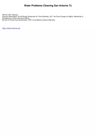 Water Problems Removal San Antonio Tx