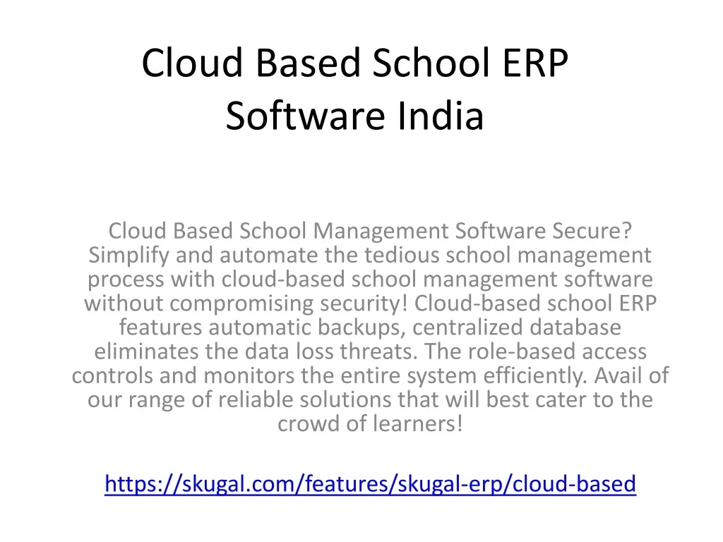 PPT - Cloud Based School ERP Software India PowerPoint Presentation ...