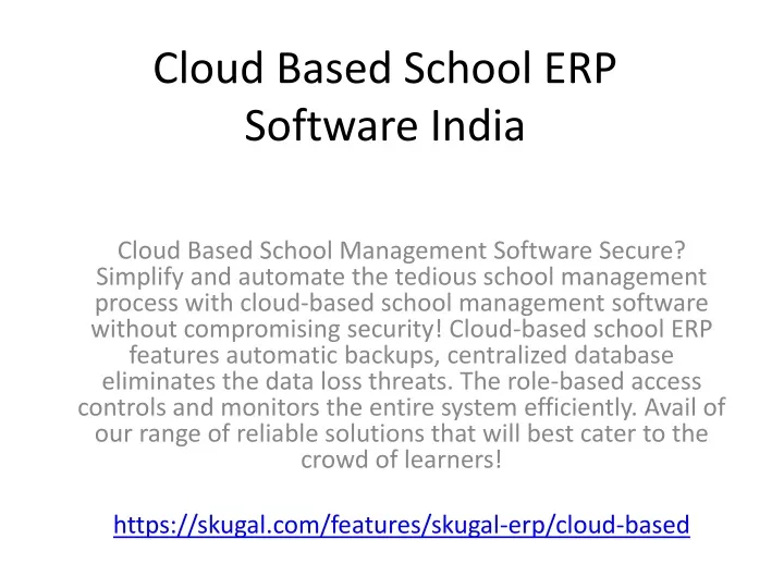 cloud based school erp software india