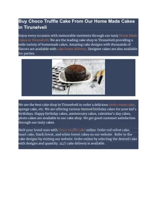 Buy Choco Truffle Cake From Our Home Made Cakes in Tirunelveli