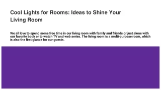 Cool Lights for Rooms