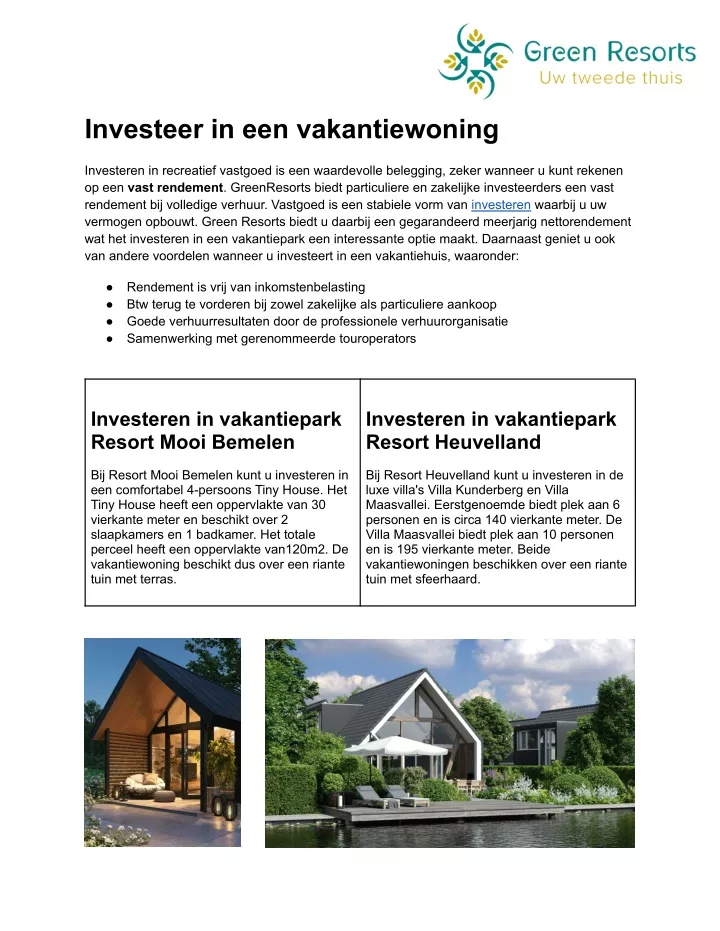 investeer in een vakantiewoning