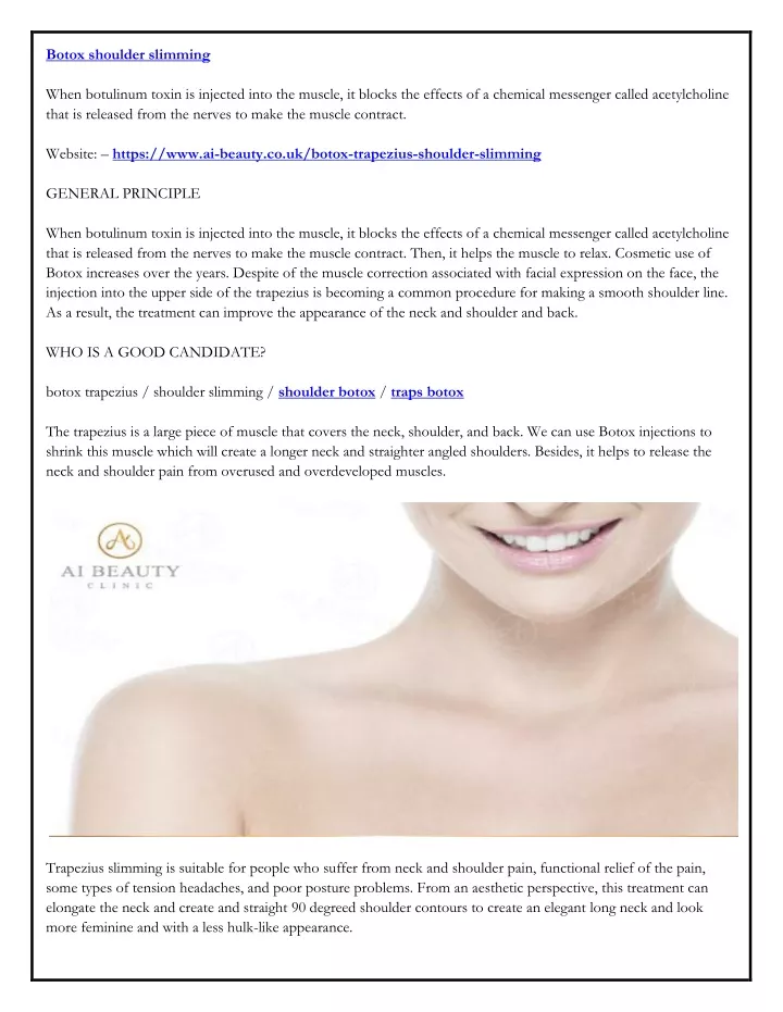 botox shoulder slimming when botulinum toxin