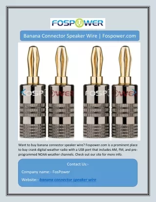 Banana Connector Speaker Wire | Fospower.com