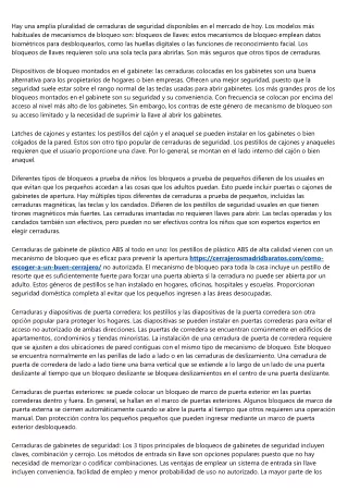 hay una amplia pluralidad de cerraduras