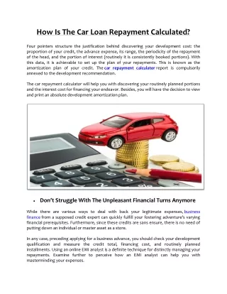 How Is The Car Loan Repayment Calculated