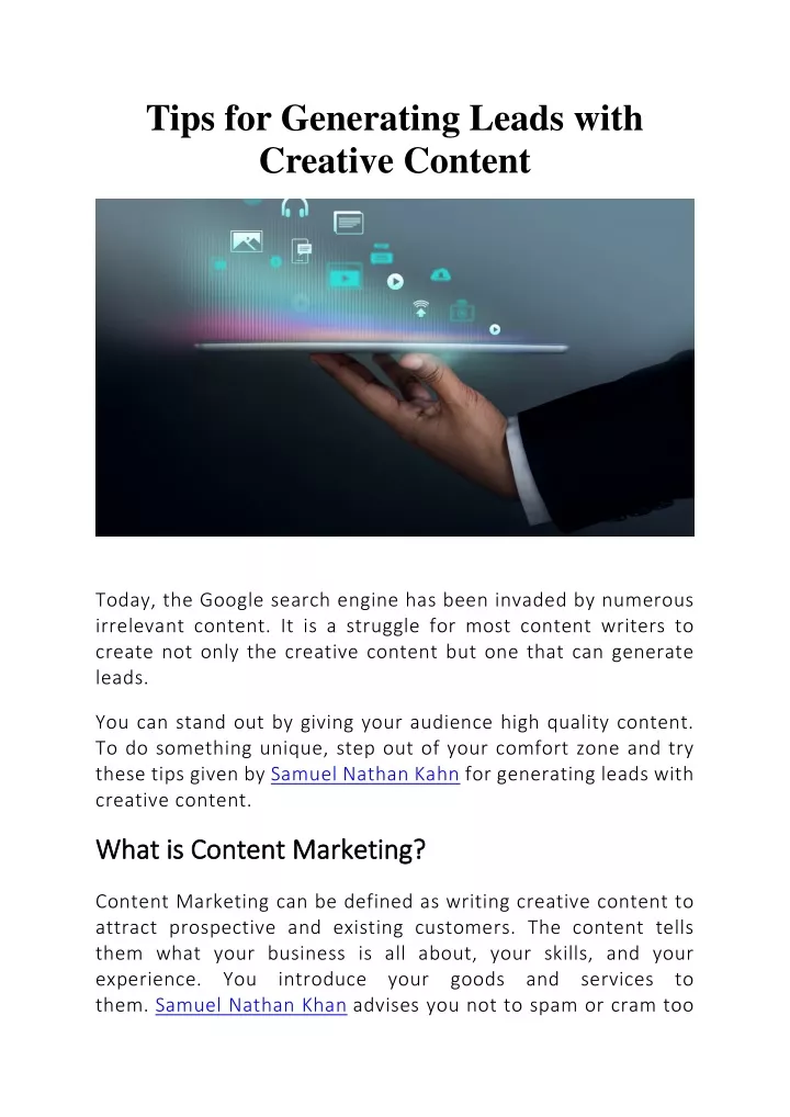 tips for generating leads with creative content