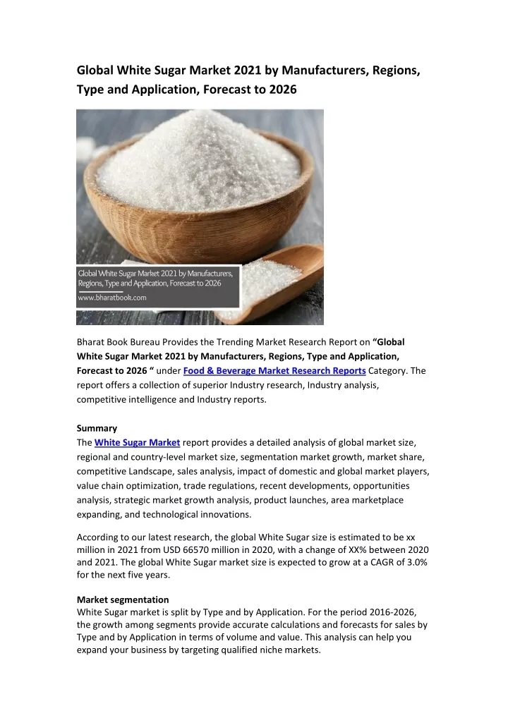 global white sugar market 2021 by manufacturers