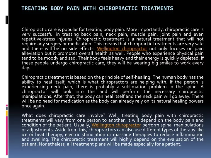 treating body pain with chiropractic treatments