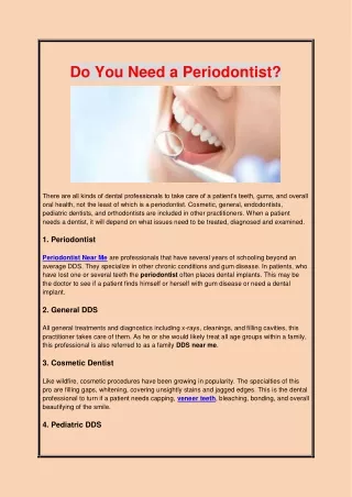 Do You Need a Periodontist