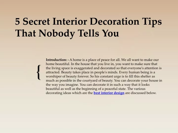 5 secret interior decoration tips that nobody tells you