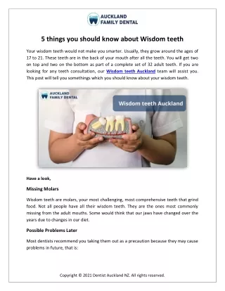 5 things you should know about Wisdom teeth