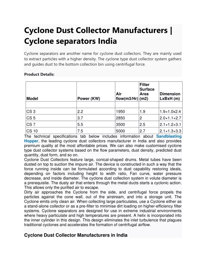 cyclone dust collector manufacturers cyclone