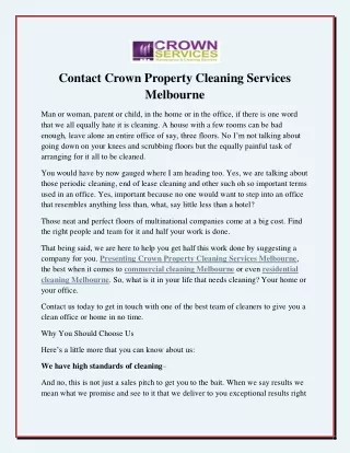 Contact Crown Property Cleaning Services Melbourne