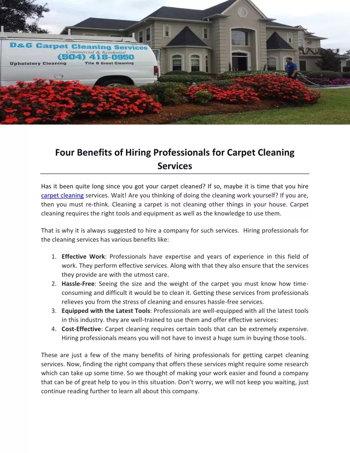 four benefits of hiring professionals for carpet