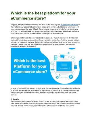 Which is the best platform for your eCommerce store