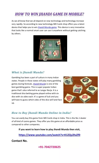Buy Online Jhandi Munda Mobile Game
