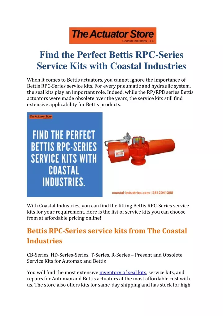 find the perfect bettis rpc series service kits