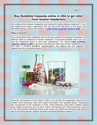 Order Butalbital Capsules online in USA