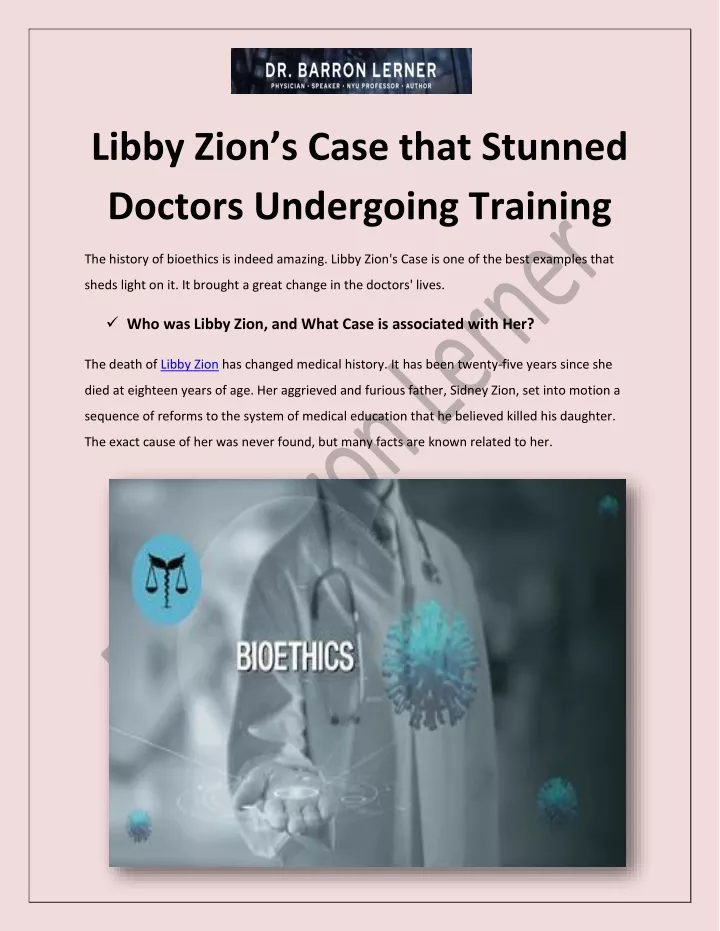 libby zion s case that stunned doctors undergoing