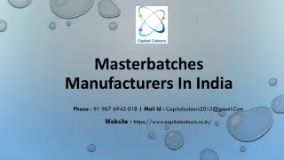 Masterbatches Manufacturers In India