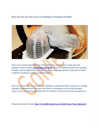 how do you get the low cost epilepsy treatment