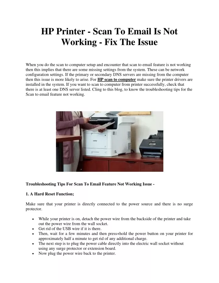 hp printer email not working