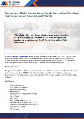 thermal paper market revenue drivers growth