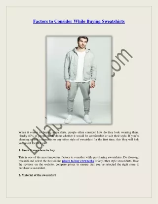 factors to consider while buying sweatshirts