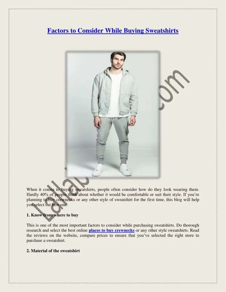 factors to consider while buying sweatshirts